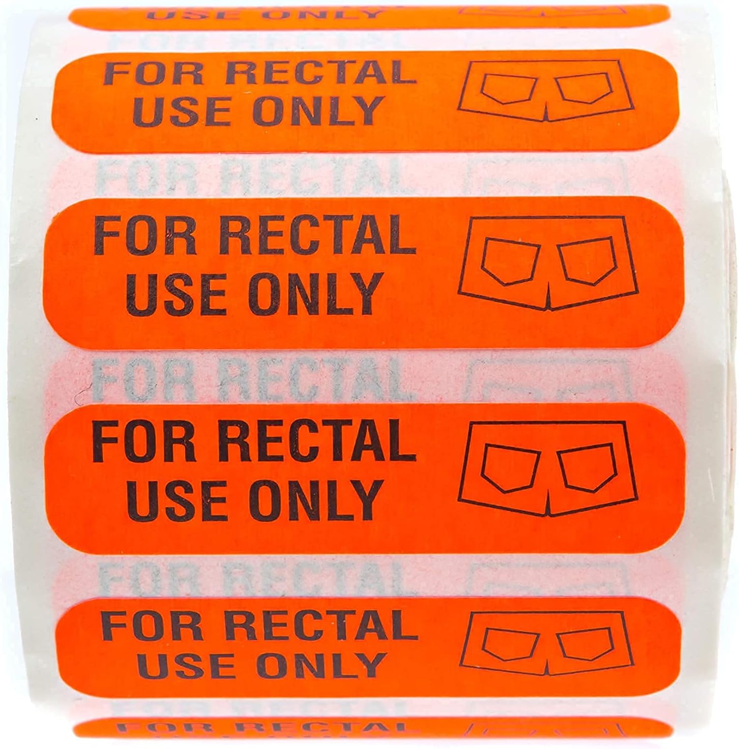 Red for Rectal Use Only Stickers / 500 Small Labels / 0.375" x 1.5" Fluorescent Red Permanent Adhesive Sticker thumbnail