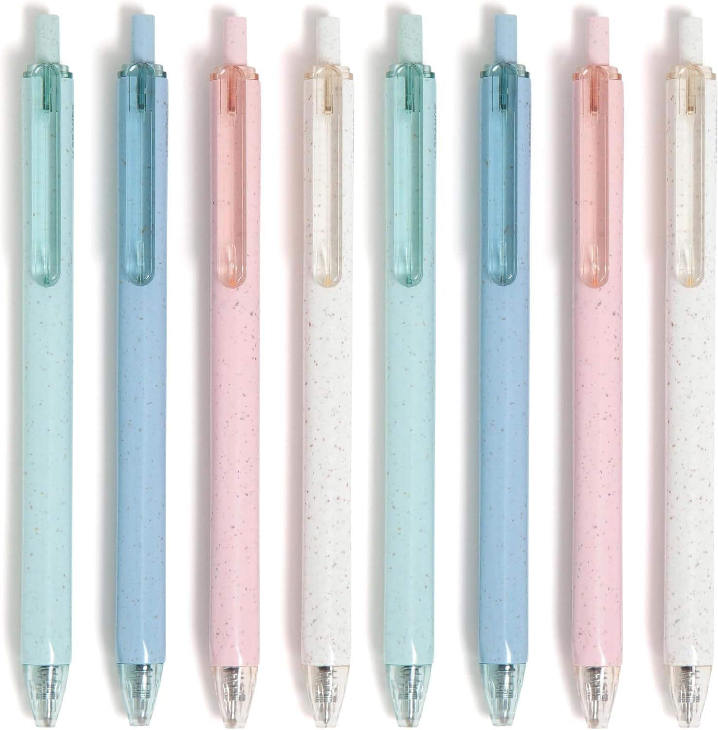 U Brands U-Eco Recycled Gel Click Pens, Set of 12, Pastel Speckle, Medium (0.7 mm) Point, Black Ink