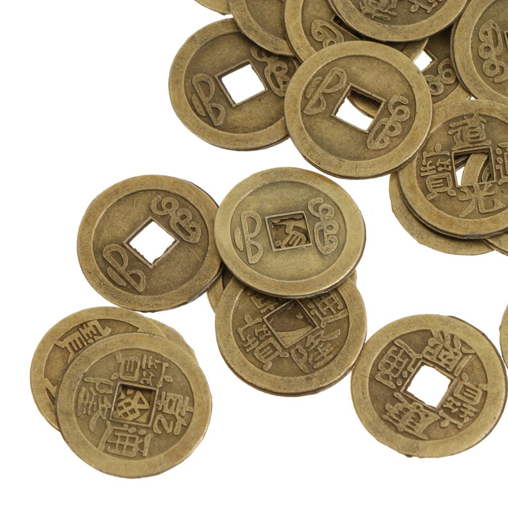 50 Pieces Zinc Alloy Chinese Ancient Feng Shui I Ching Coins