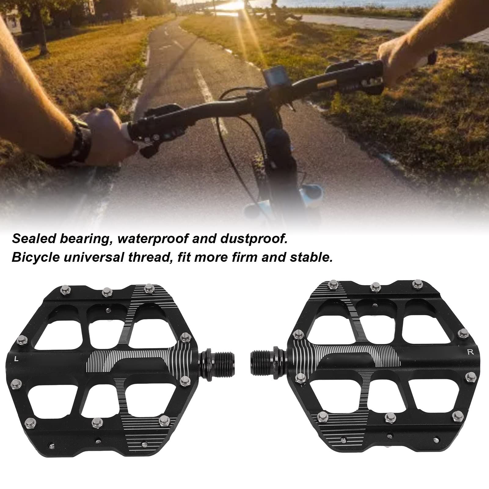 Changor Pedal de Bicicleta Ultraligero Antideslizante con 3 Rodamientos para Bicicleta de Montaña y de Carretera, Aleación de Aluminio, Banda de Rodadura de 107 Mm, 1 par