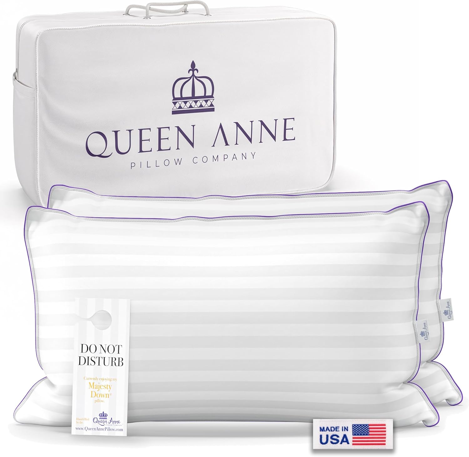 Queen Anne Hotel Collection Pillows – Luxury Down Alternative Bed Pillows (2-Pack, King Soft) – Ultimate Comfort, Hypoallergenic, Made in The USA