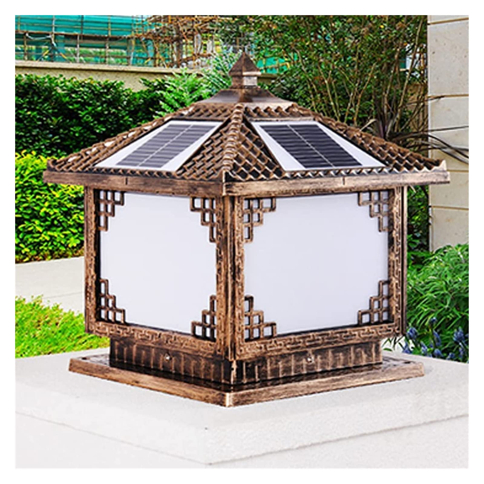 Lampy słupkowe oświetlenie zewnętrzne podwórko oświetlenie zewnętrzne solarne słupek lampa kolumnowa wodoodporna bramka lampa filarowa ogród światło uliczne trójkolorowe oświetlenie dziedzińca