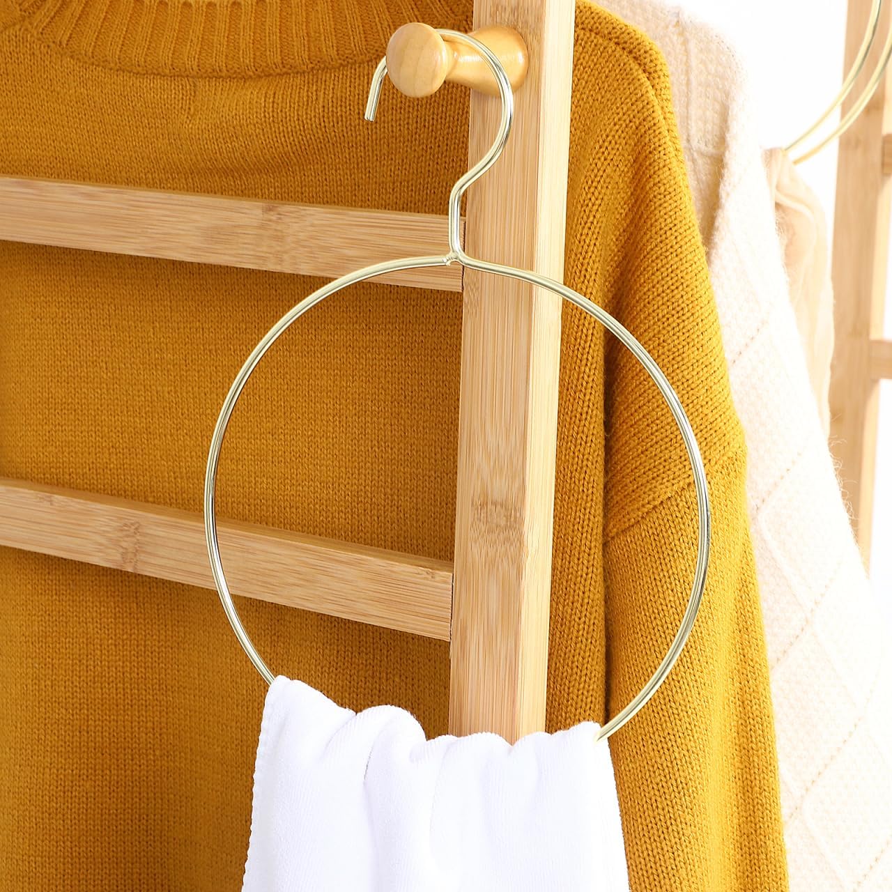 Zerodeko Round Clothes Hangers 5-Pack Creative Metal Scarf Holders Space-Saving Tie Organizer for Home Closet Bathroom Storage 10.03-Inch Diameter