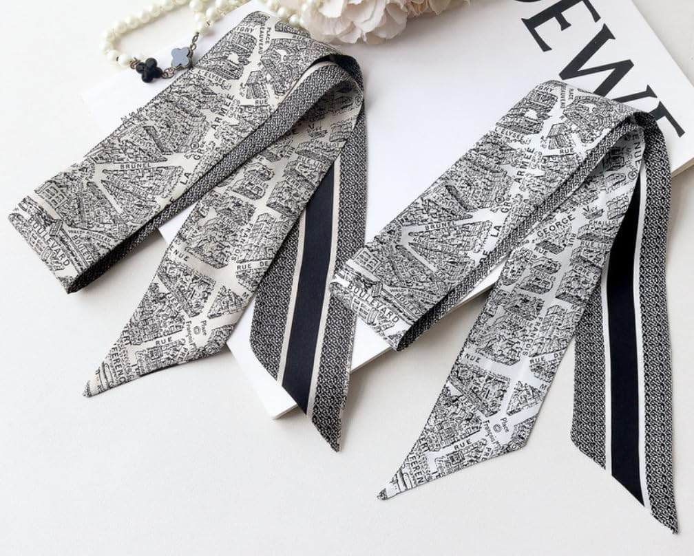 JERLA 100% Mulberry silk Scarf Head Hair Ribbon Handbag Handle wrap Tie Bundle Neckerchief Scarf for women - Image 5