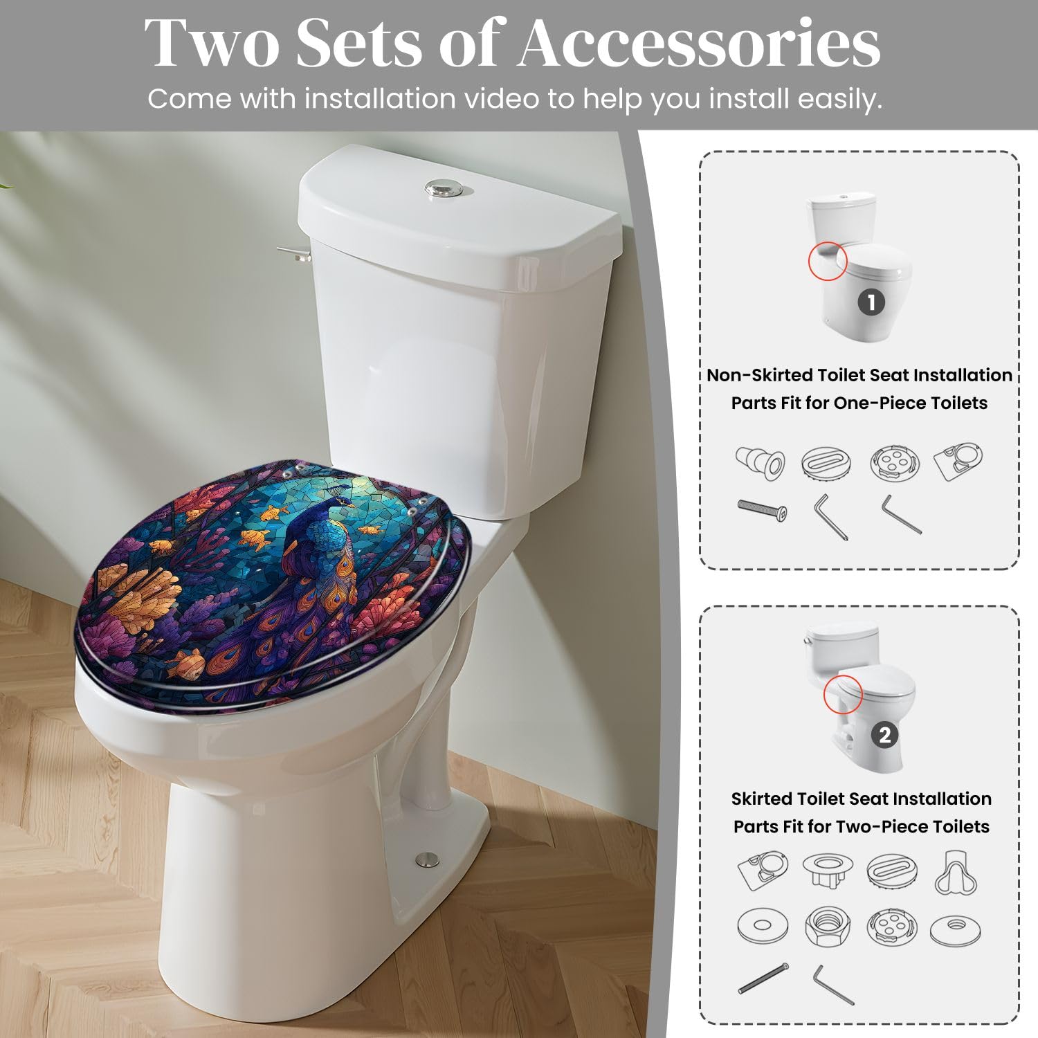 Asiento de Inodoro Redondo de vidrieras ArtisanCraft para baño