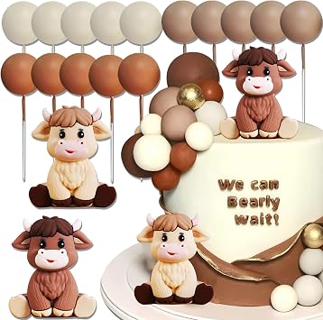 JeVenis Highland Cow Cake Decorations Cake Topper Highland Cow Party Favors For Highland Cow Baby Shower Party Birthday Party Supplies