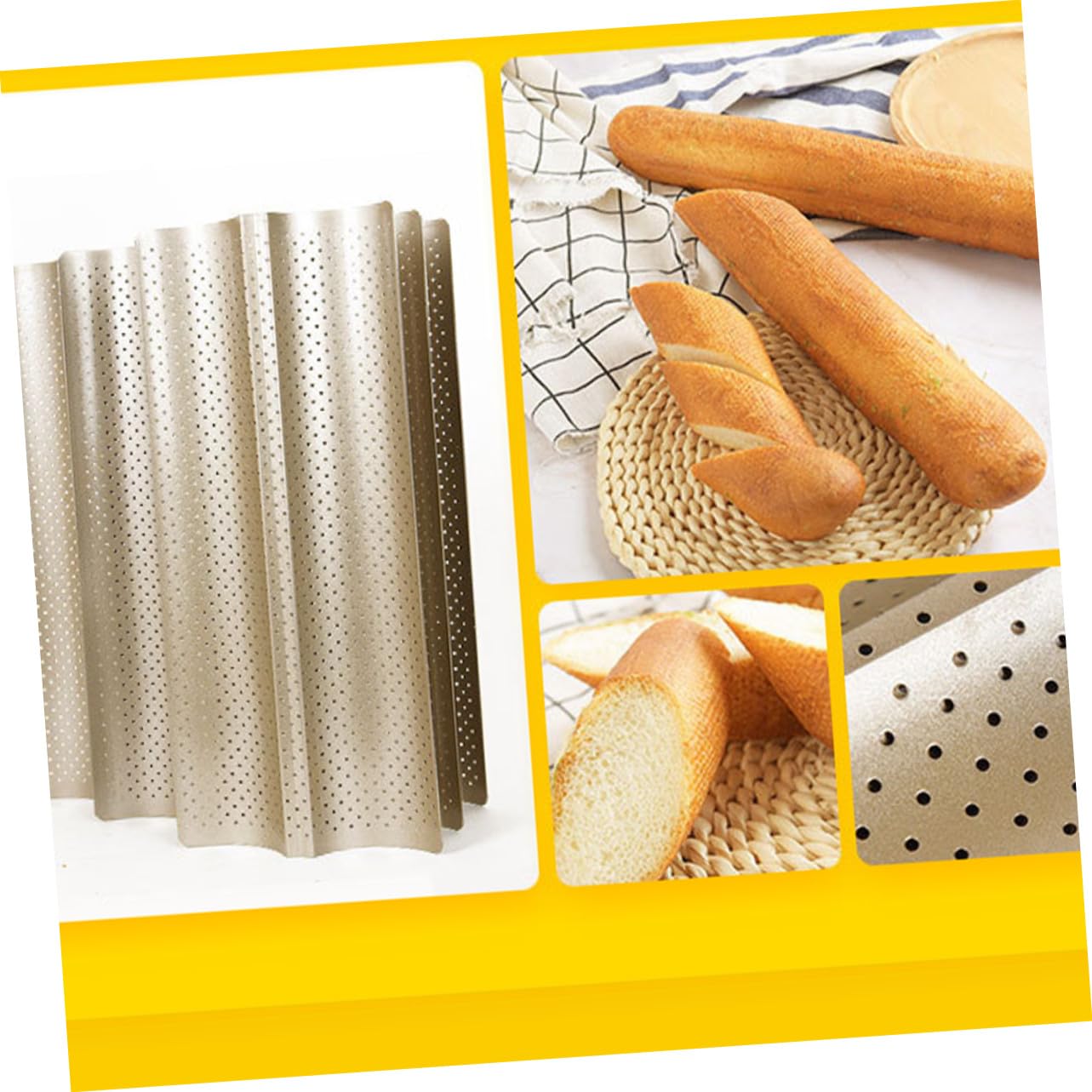 Molde para Hornear Baguettes Larga Antiadherente Bandeja de Pan para Horno Resistente al Calor para Cocina Casera Molde Pan Horno