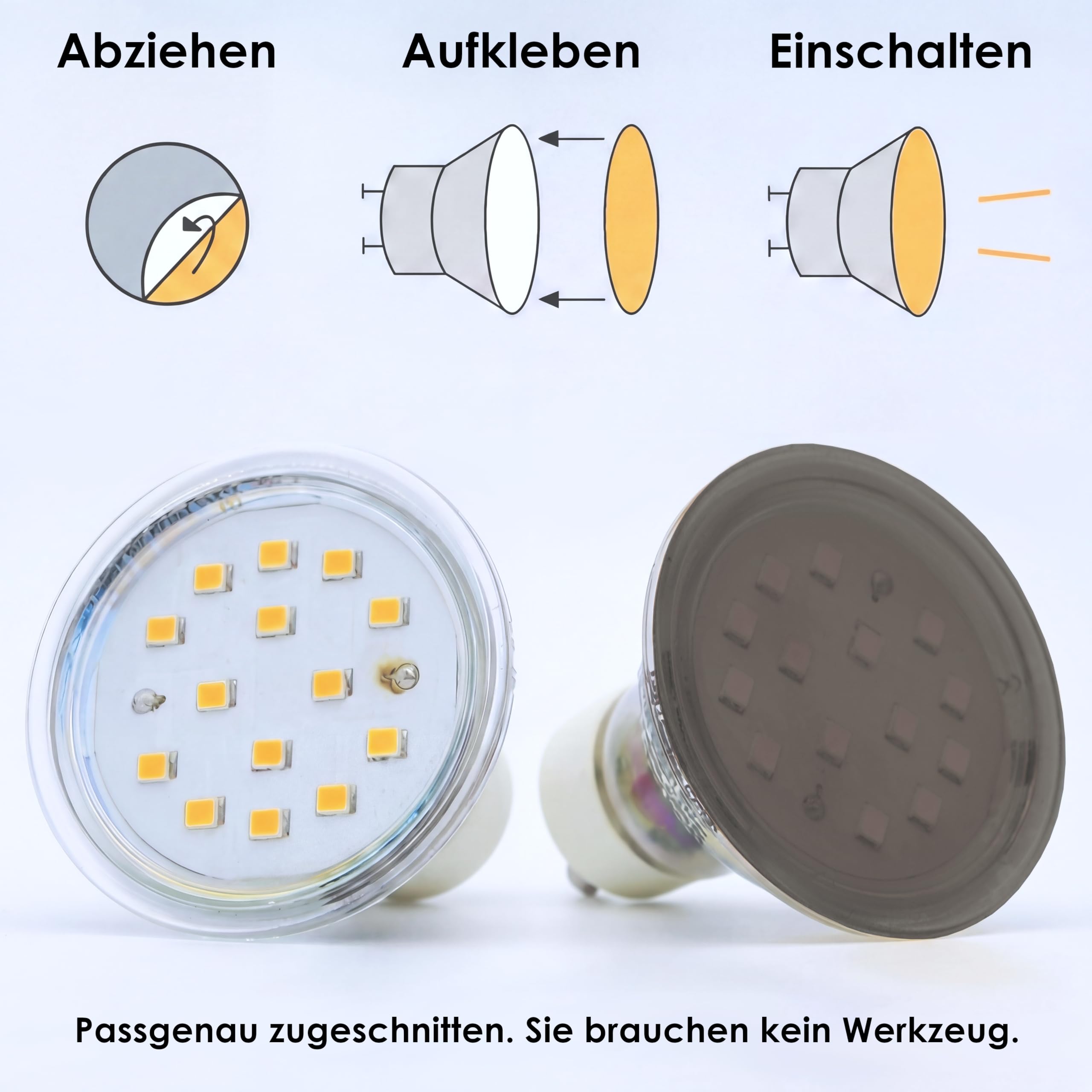 KROPP Selbstklebende Dimmfolien für LED Lampen, 7 cm Kreiszuschnitt, Farbfilter zur Abdunkelung, 3 Intensitäten Neutraldichte (ND) Graufilter, Lichtdämpfung, Filterset mit 9 Stück (⌀ 70 mm)