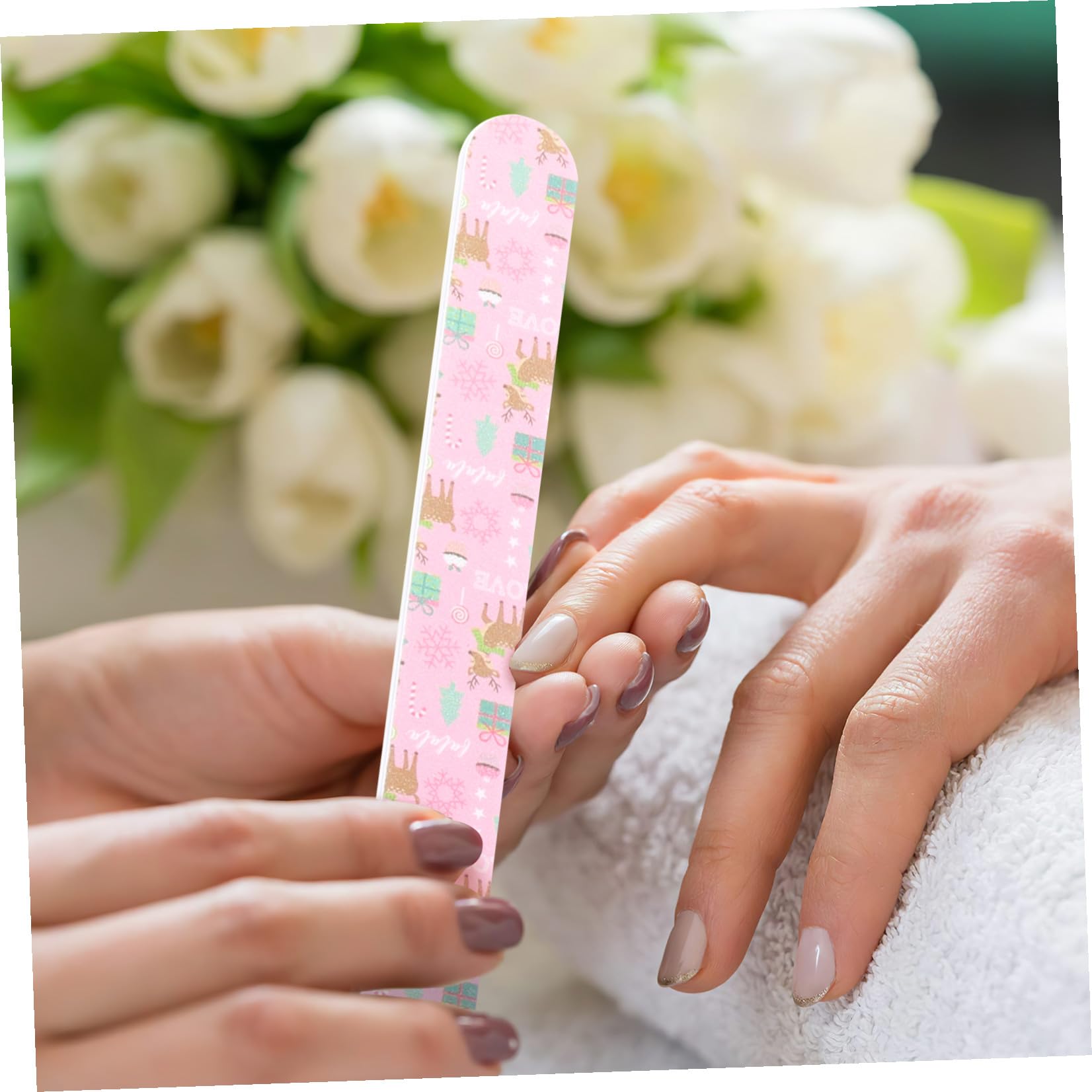 IMIKEYA 12 Piezas Limas de Uñas Navideñas para Manicura y Pedicura, Diseño Tema Navidad, Tabla de Esmeril para Uñas Naturales y Extensiones, Uso en Decoración y Bricolaje en Casa Estilo