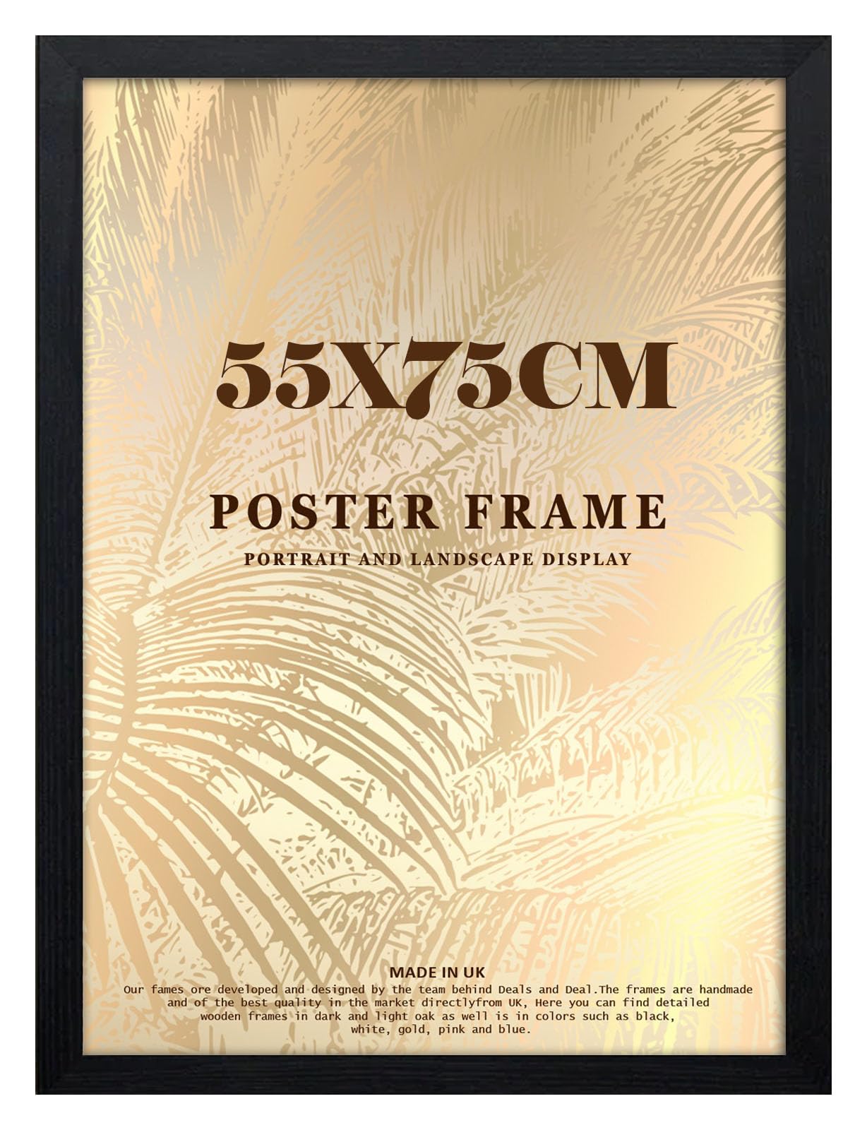 DEALS ON DEAL Minimalist Slim Profile Black Poster Frame 75x55cm MDF Picture Frame for Jigsaw Puzzles Shatter-Proof Front Portrait/Landscape Ideal for Home & Office Décor
