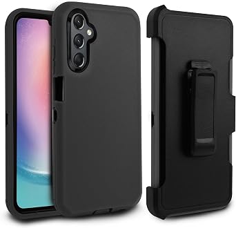 for Samsung Galaxy A25 5G case,Heavy Duty Hard Shockproof Armor Protector Case Cover with Belt Clip Holster Built in Screen Protector for Samsung Galaxy A24 4G Black
