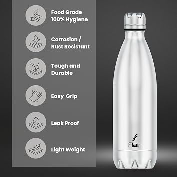 Flair Triumph Vacuum Insulated Steel Bottle 500 ML (Black)