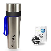 Laica MyLaica Borraccia Personal Deportiva, 0,5 L, Acero Inoxidable, Filtrante, Cromo con Blu