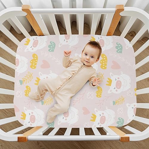 Miniatura 2 de Crib Sheets for Girls Boys Cute Pigs Hearts Baby Sheets for Crib,Neutral Toddler Mini Crib Mattress Sheets Fitted for Nursery Bed 27"x 39"