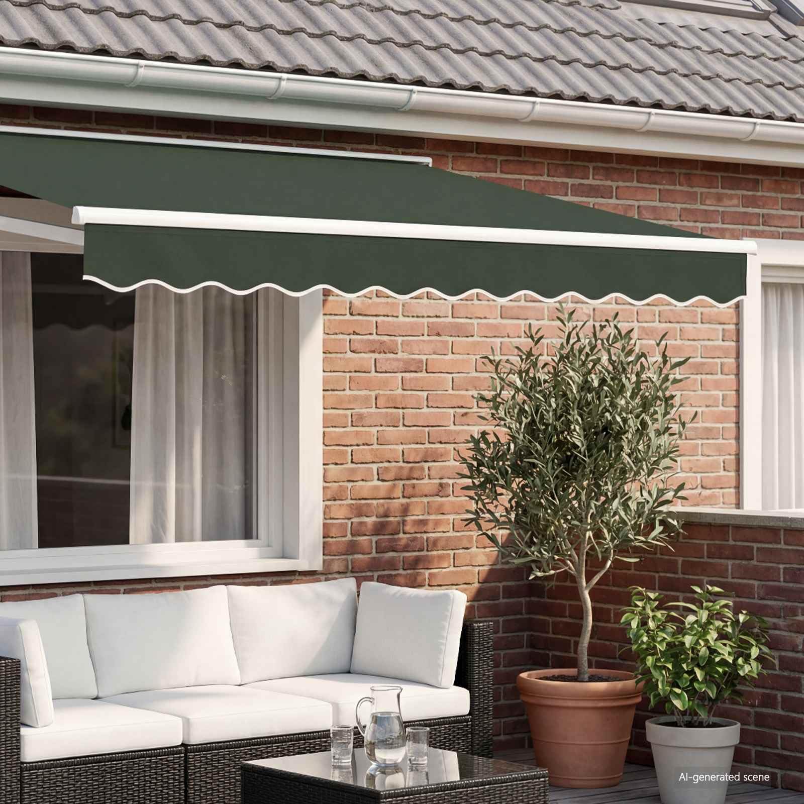 Remplacement Lambrequin Store banne Vert foncé 481 x 20 cm Polyester résistant aux intempéries et UV pour terrasse Balcon Jardin extérieur Protection Chaleur Pluie