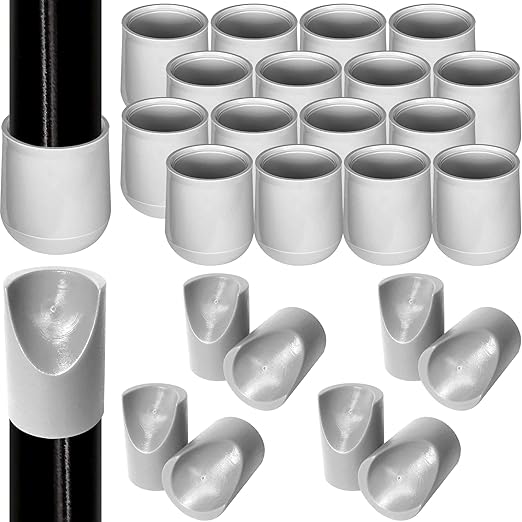 16 Gray Folding Chair Leg Caps 7/8 Inch & 8 Gray Folding Chair VTip