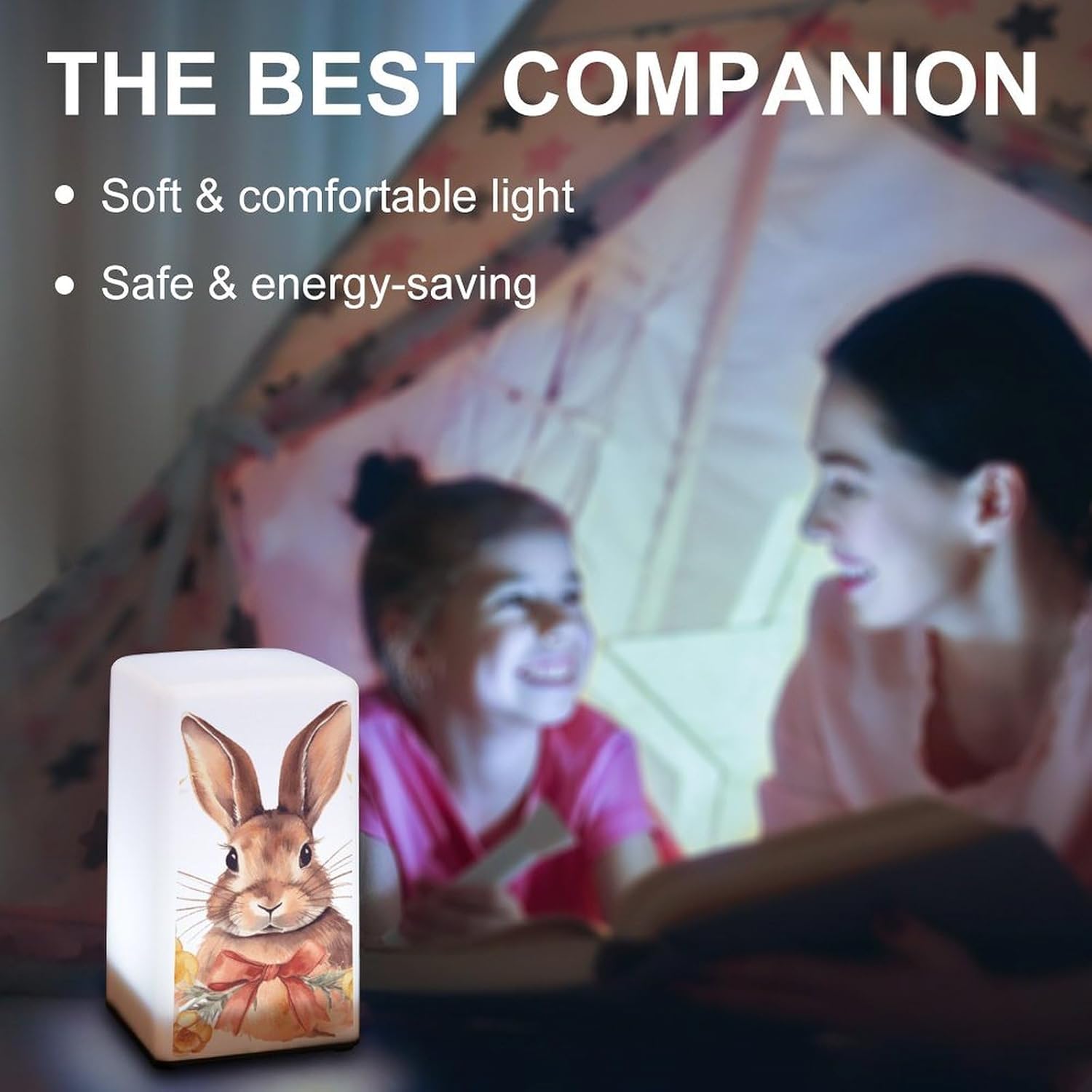 Desk Lamp Table Lamp with 2 Lighting Modes Battery Operated Bunny Rosette Reading Lamp for Bedroom Nightstand