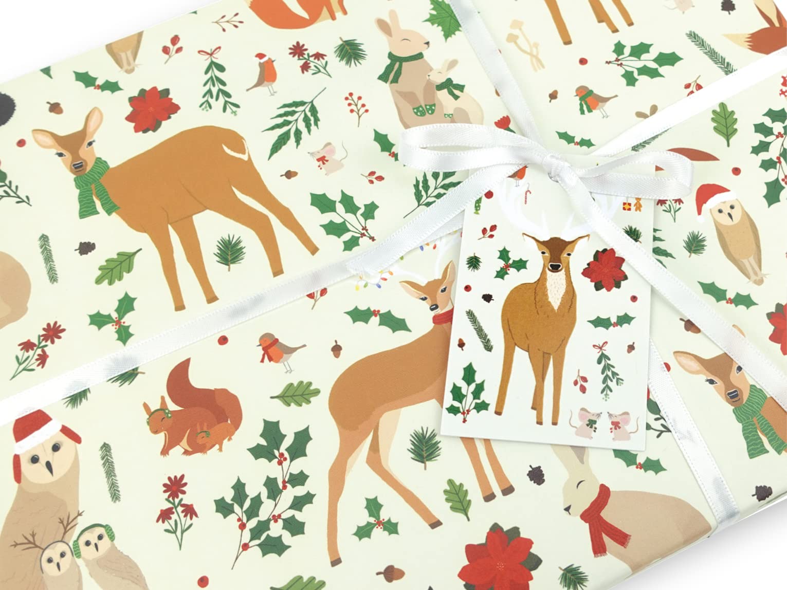 Christmas wrapping paper | Handmade gift wrap by VerbatimART - 50x70cm (10 Sheets + 10 Tags, Christmas Woodland)