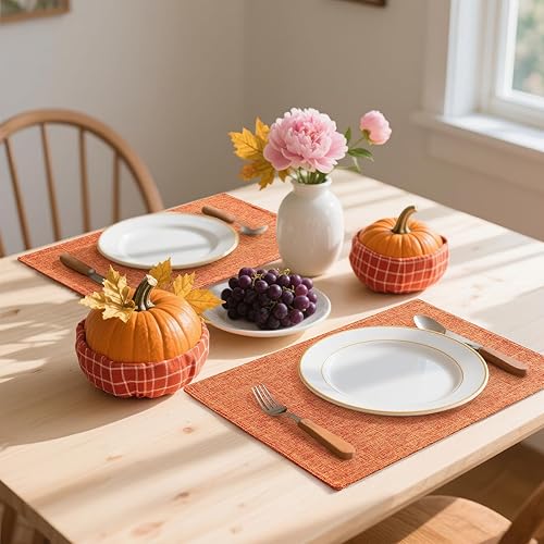 Miniatura 9 de Homaxy Juego de 6 manteles individuales de lino y algodón para mesa de comedor, resistentes al calor, lavables, fáciles de limpiar, 13 x 19