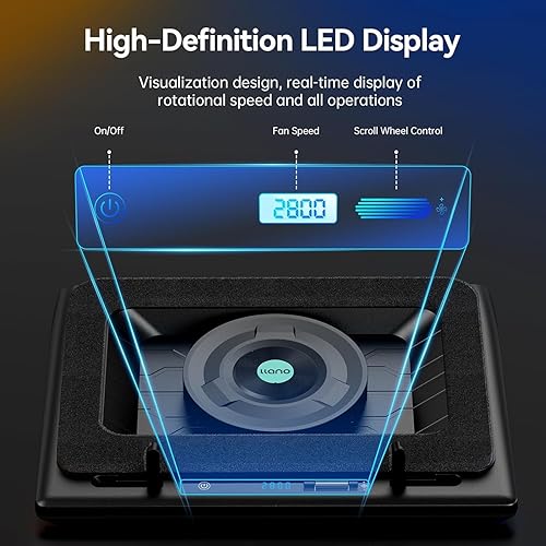 Miniatura 5 de llano V13 - Enfriador de laptop para videojuegos, soporte de almohadilla de enfriamiento para laptop con ventilador externo de 5.5 pulgadas,