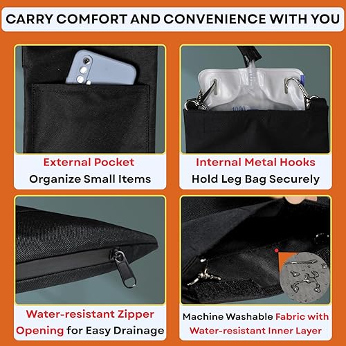 Miniatura 9 de Soporte para bolsa de nefrostomía, funda de bolsa de drenaje, con correa para el hombro y cinturón de cintura, soporte para bolsa de catéter, con