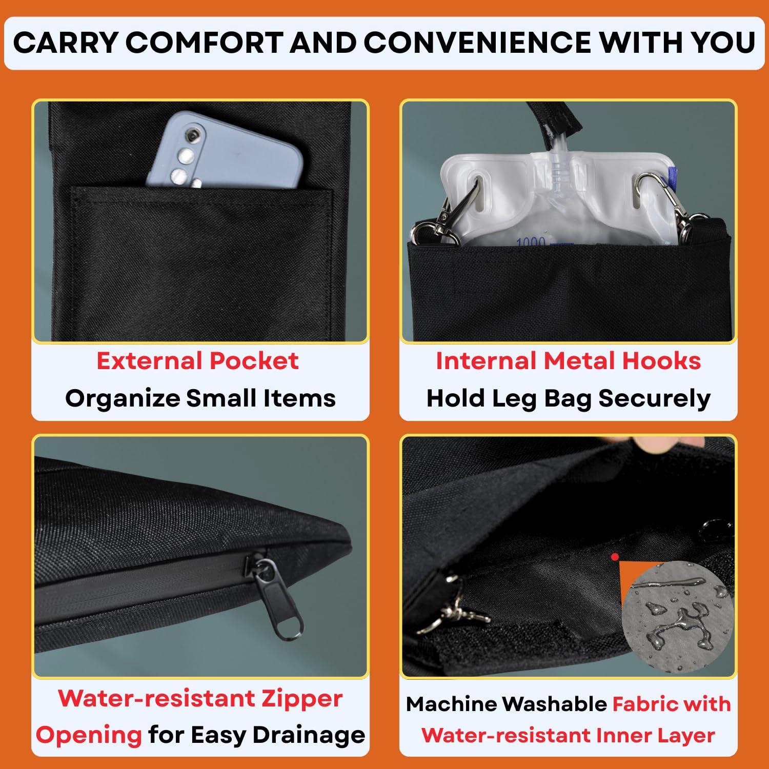 Funda para tubo de nefrostomía y bolsa de drenaje, soporte para bolsa de catéter, con correa para el hombro y correa de cintura ajustable, fundas para bolsas de orina, para privacidad y