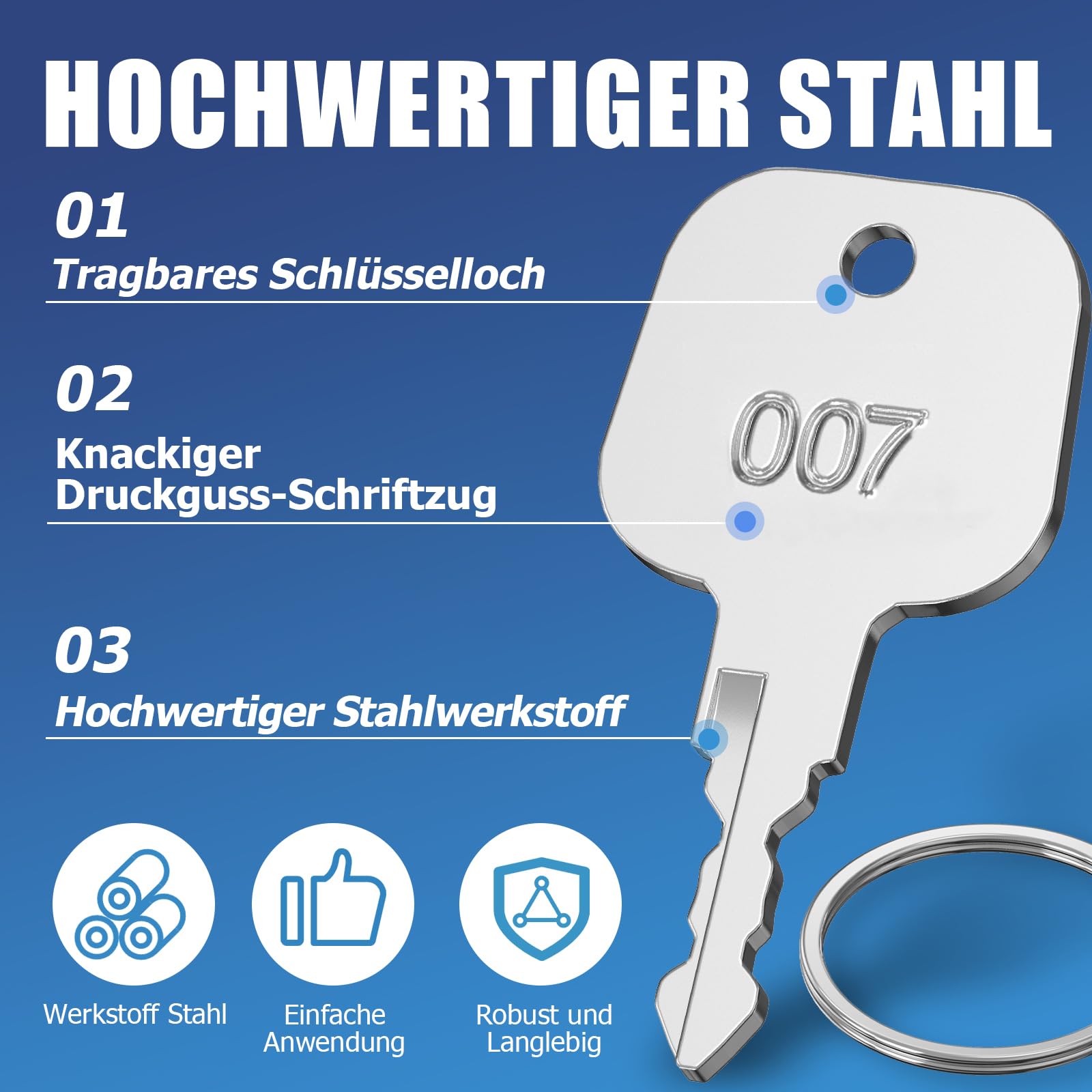 Ancable Schlüssel Kompatibel mit TSA, 2 Stück 007&002 Schlüssel Multifunktionale Gepäckschlüssel Ancable Schlüssel Kompatibel mit TSA, 2 Stück 007&002 Schlüssel Multifunktionale Gepäckschlüssel