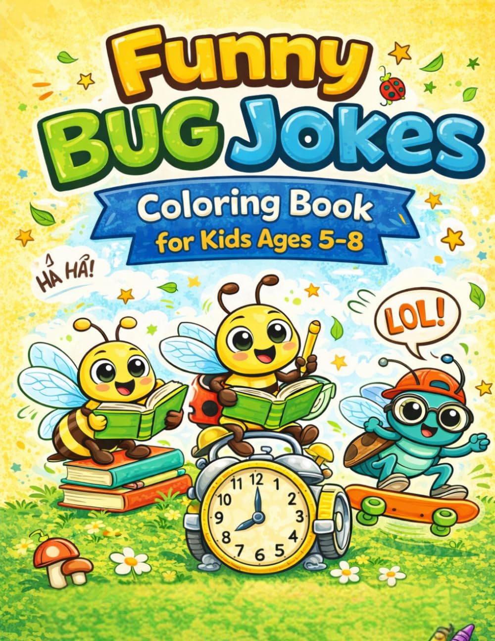 Funny Bug Jokes Coloring Book for Kids Ages 5–8: Silly Insect Puns, Cute Coloring Pages, and Laugh-Out-Loud Fun for Kids