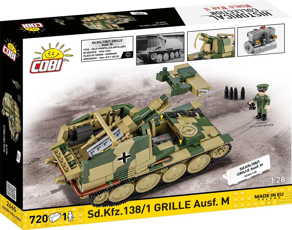COBI Historical Collection WWII STURMPANZER 38(t) Grille Ausf. M Building Set, 720 Pieces