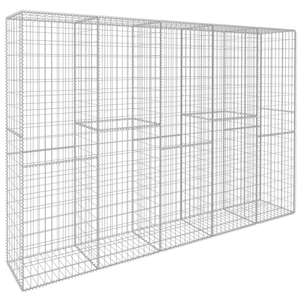 vidaXL Gabion Wall with Cover Metal Mesh Hardware Fencing Barriers Garden Raised Bed Planter Flower Wire Basket Fence Panel Galvanized Steel