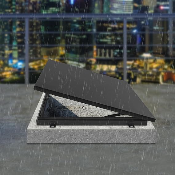 Roof Hatch, 27.5 L X 27.5 W Aluminum Alloy Roof Access Hatch, 90-Degree Opening and Closing Angle Square Roof Security Door for Emergency Access Lid, Wellhead Lid, Cellar Cover