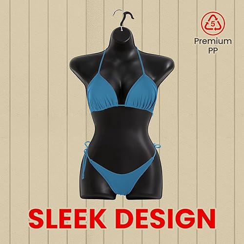 Miniatura 5 de Topmaster Soporte para traje de baño femenino, torso de maniquí femenino duradero, ligero y portátil, soporte para camisa de medio cuerpo con gancho