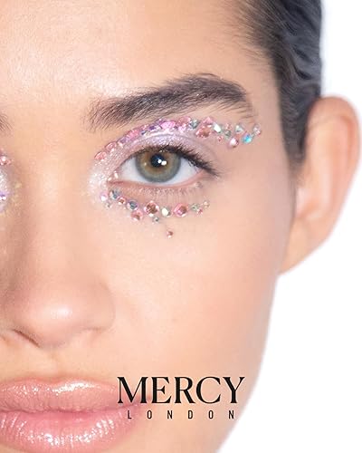 Miniatura 3 de MERCY LONDON Eye Dazzle Pink Face Jewels Eye Liner Crystal Accesorios de disfraz de gemas para la cara, joyas todo en uno, tocado de Halloween
