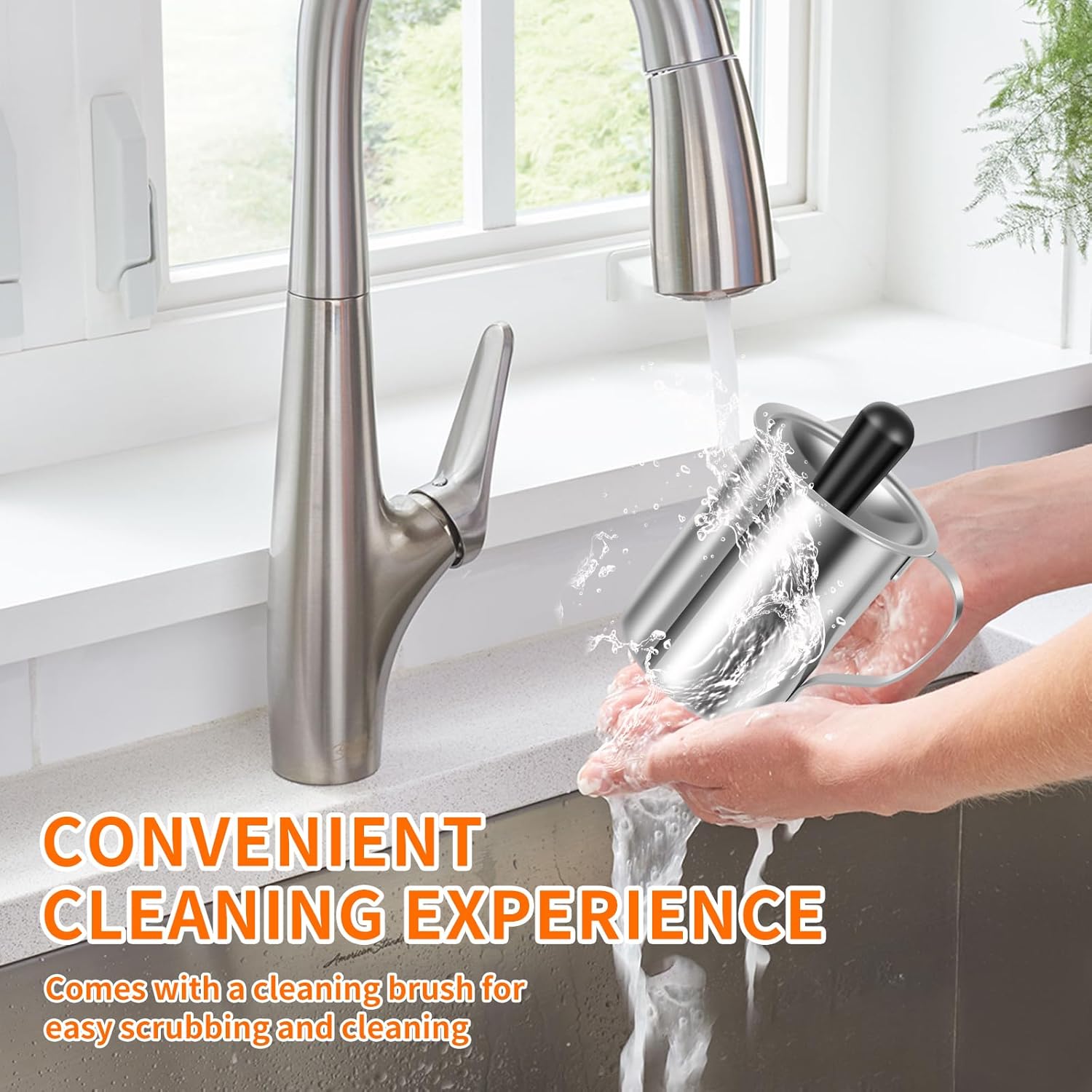 Stainless Steel Sauce Pot Basting Brush Rust Sauce Oil Basting Set Easy to Clean Multipurpose BBQ Basting Pot with Silicone Brush for Cooking