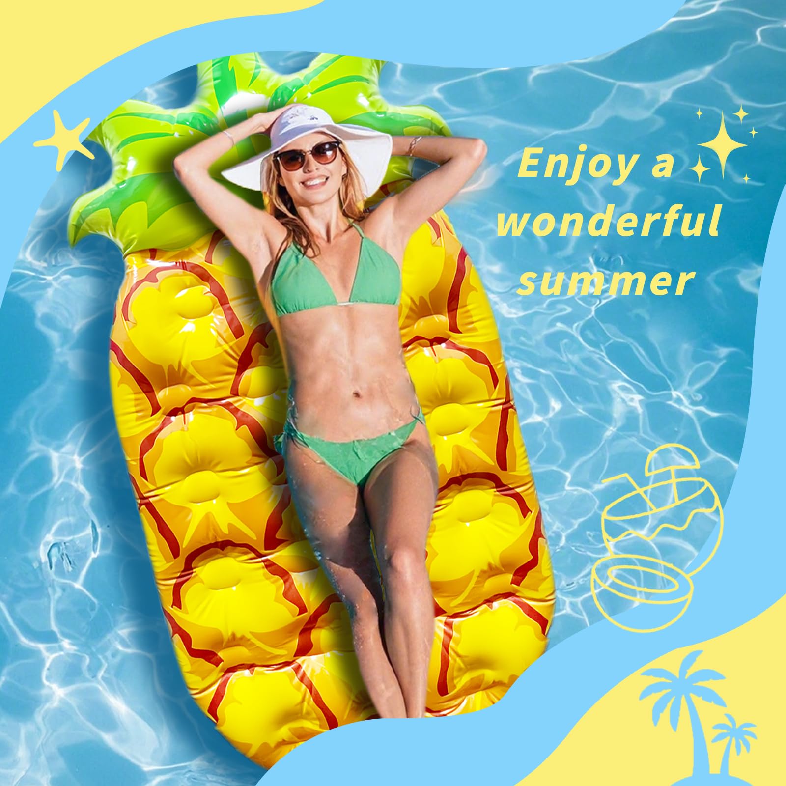 Colchoneta Piscina, Colchon Hinchable, 69 In, Colchoneta Playa, Colchón Hinchable Piscina, Colchonetas Piscina, Hinchables Piscina, Hinchables para Piscina, para Adultos y Niños