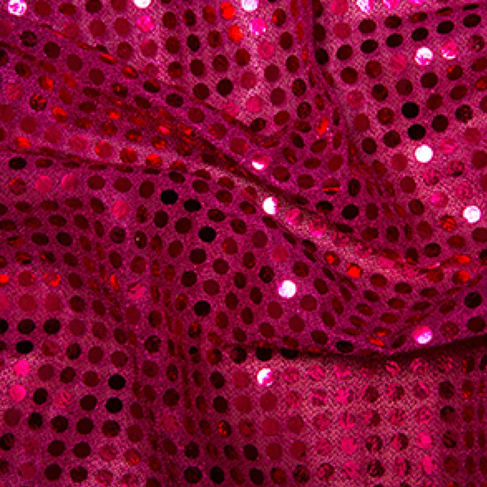 6mm Sequin Jersey Shiny Sparkly Material Nylon Fabric Fancy Dress Metallic (per metre) (Cerise)