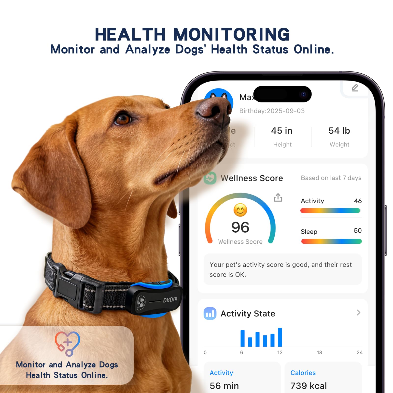 AI GPS Tracker for Dogs (40lbs+), Real Time Location and AI Vet Health Management, Electronic Fence, Waterproof, iOS and Android Universal（Black） - image 5