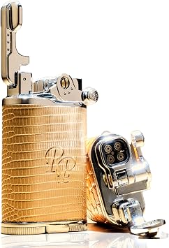 Davenport Lighter by Rocky Patel 4-Jet Leather-Wrapped, Adjustable Flame, Built-in Punch Cutter, Butane Torch Black, Burnt Orange, or Tan TAN