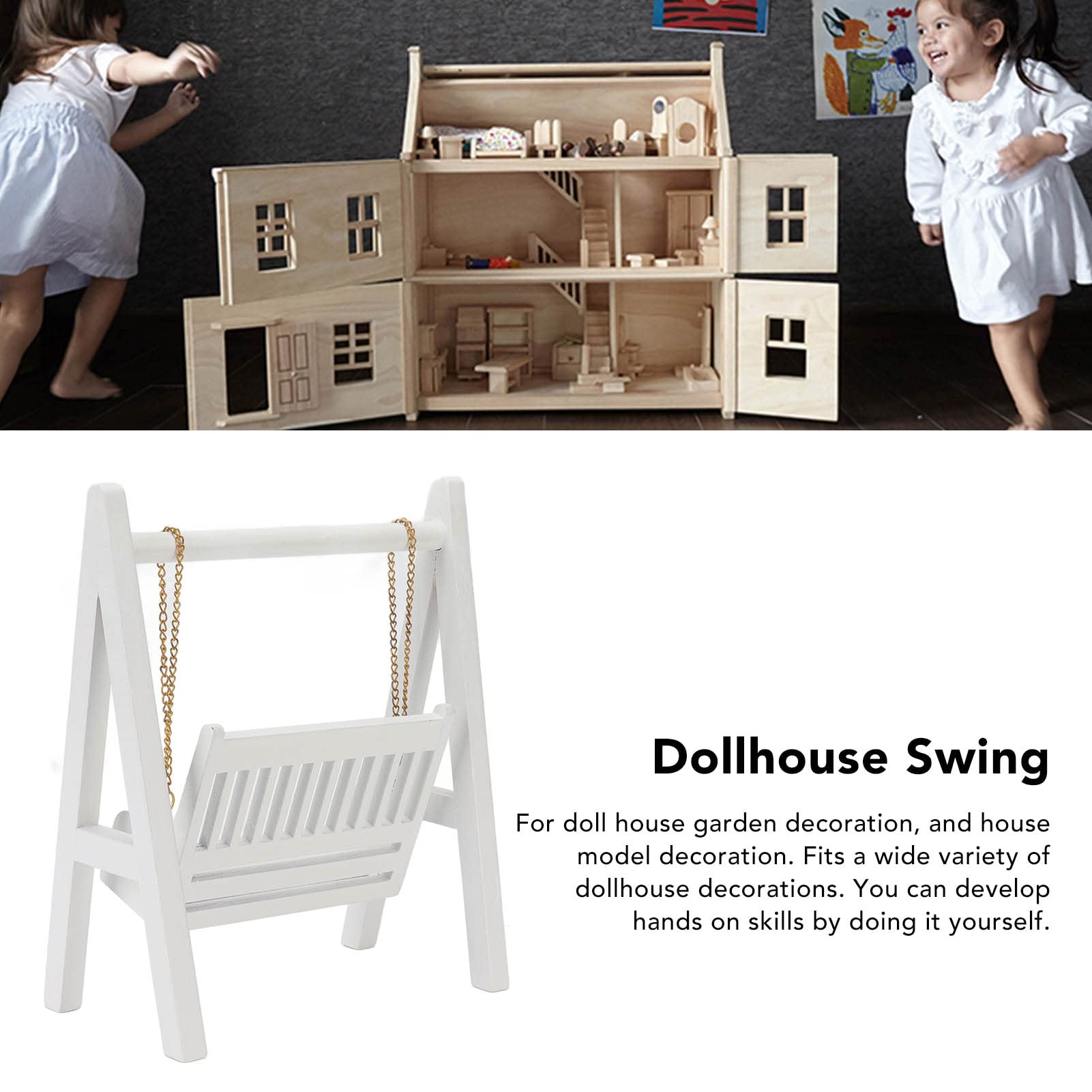 HEMOTON Ensemble Balançoire Et Toboggan Miniature Pour Maison De Poupée - Décoration Artisanale Et Jouet Pour Enfants