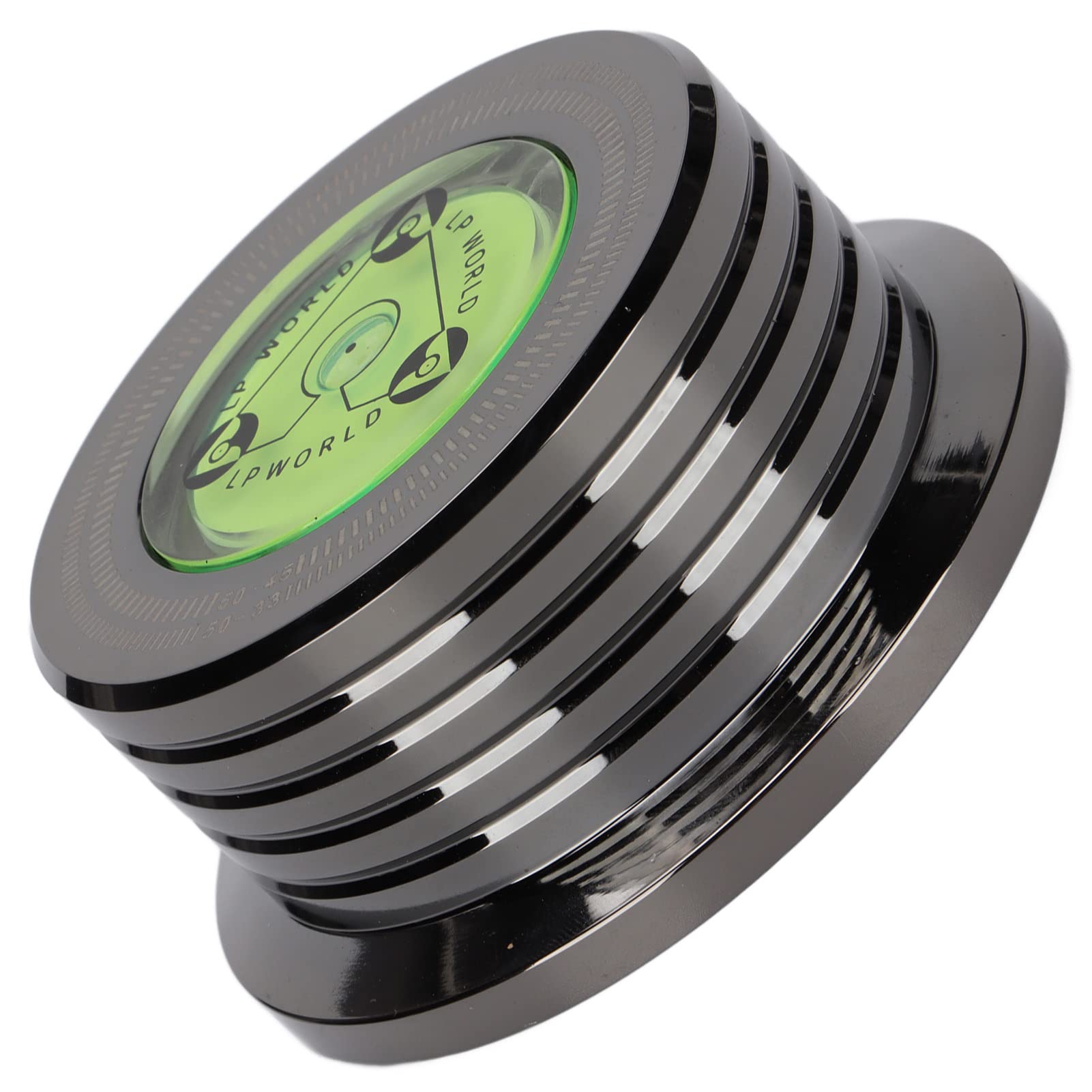 Poids de Disque en Métal, Stabilisateur de Disque de Platine, Stabilisateur de Disque en Aluminium, avec Niveau à Bulle, pour éliminer Les Vibrations, pour Lecteurs de Disques Vinyles(Noir Clair)