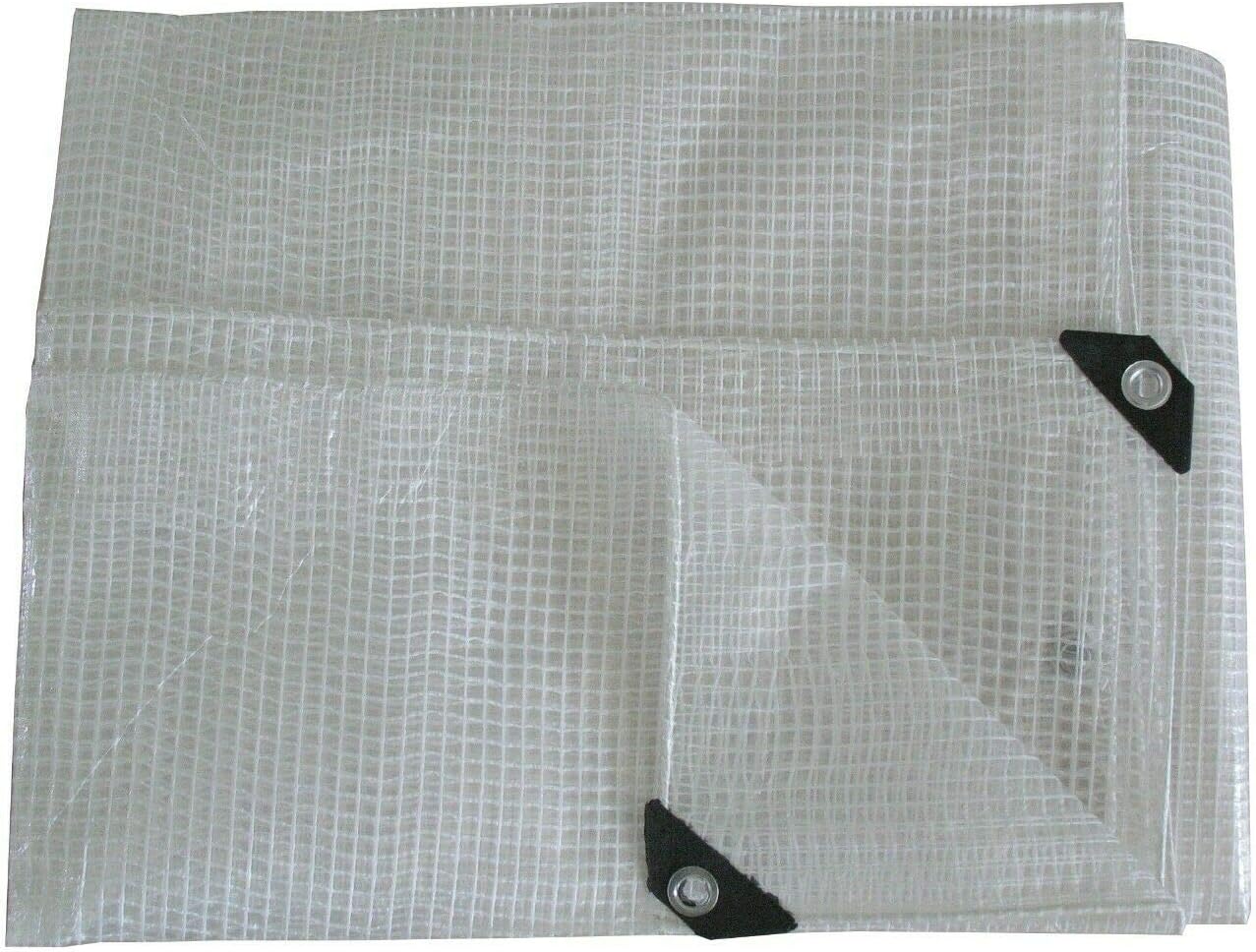 SolaDirect 5 x 8 m Heavy Duty Reinforced Mesh Clear Waterproof Tarpaulin Cover Mono Sheet Clear