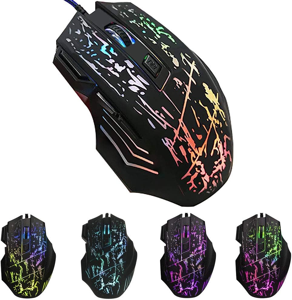 Gaming Mouse Wired, 7 Programmable Buttons, 5500 DPI Adjustable, Comfortable Grip Ergonomic Optical PC Computer Gaming Mice with Fire Button