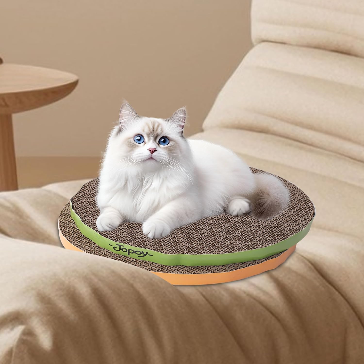 Round Cat Scratcher Replacement Pads(2, Green+Yellow, 10 * 10inch)