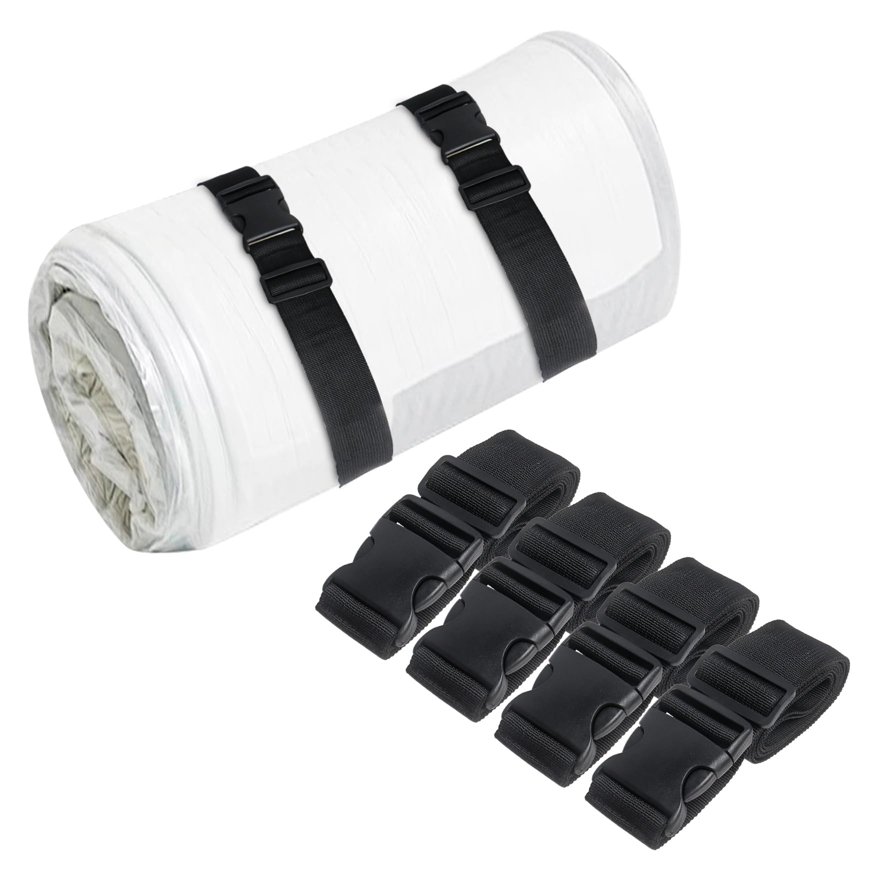 Klmnop 4 Pcs Mattress Topper Straps Adjustable Memory Foam Packing Straps with Buckles for Mattress Moving or Storage
