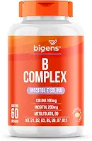 Complexo B, B Complex com Inositol e Colina, 60 Cápsulas Gelatinosas, Bigens
