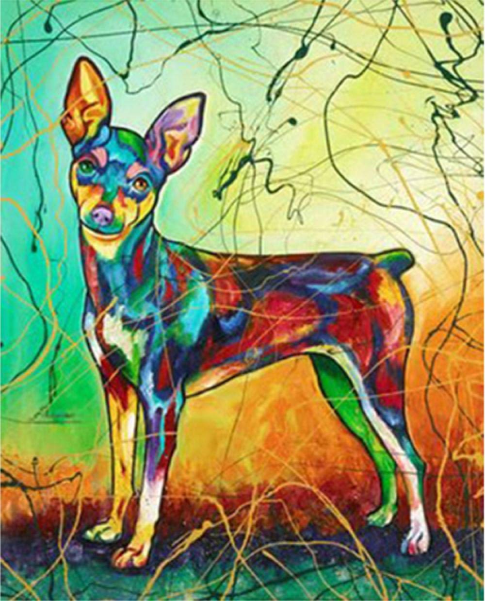Peinture par numéro adulte de chien pop art pour déco salon
