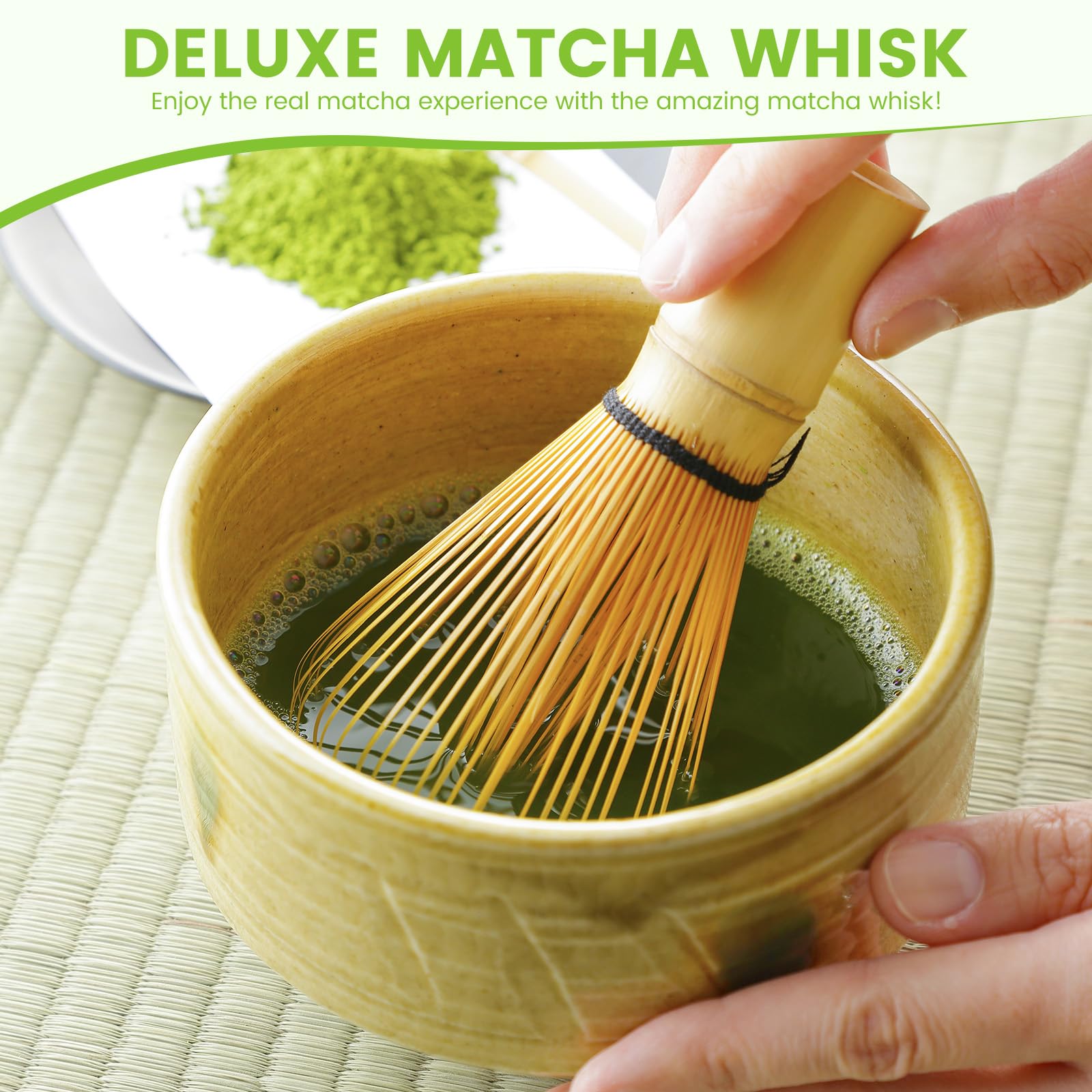 Kit De Préparation Matcha Traditionnel En Bambou - Fouet, Cuillère, Tamis Et Boîte à Thé, 4 Pièces