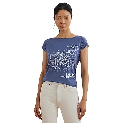 Lauren Ralph Lauren Petite Cotton Blend Jersey Graphic T Shirts Women