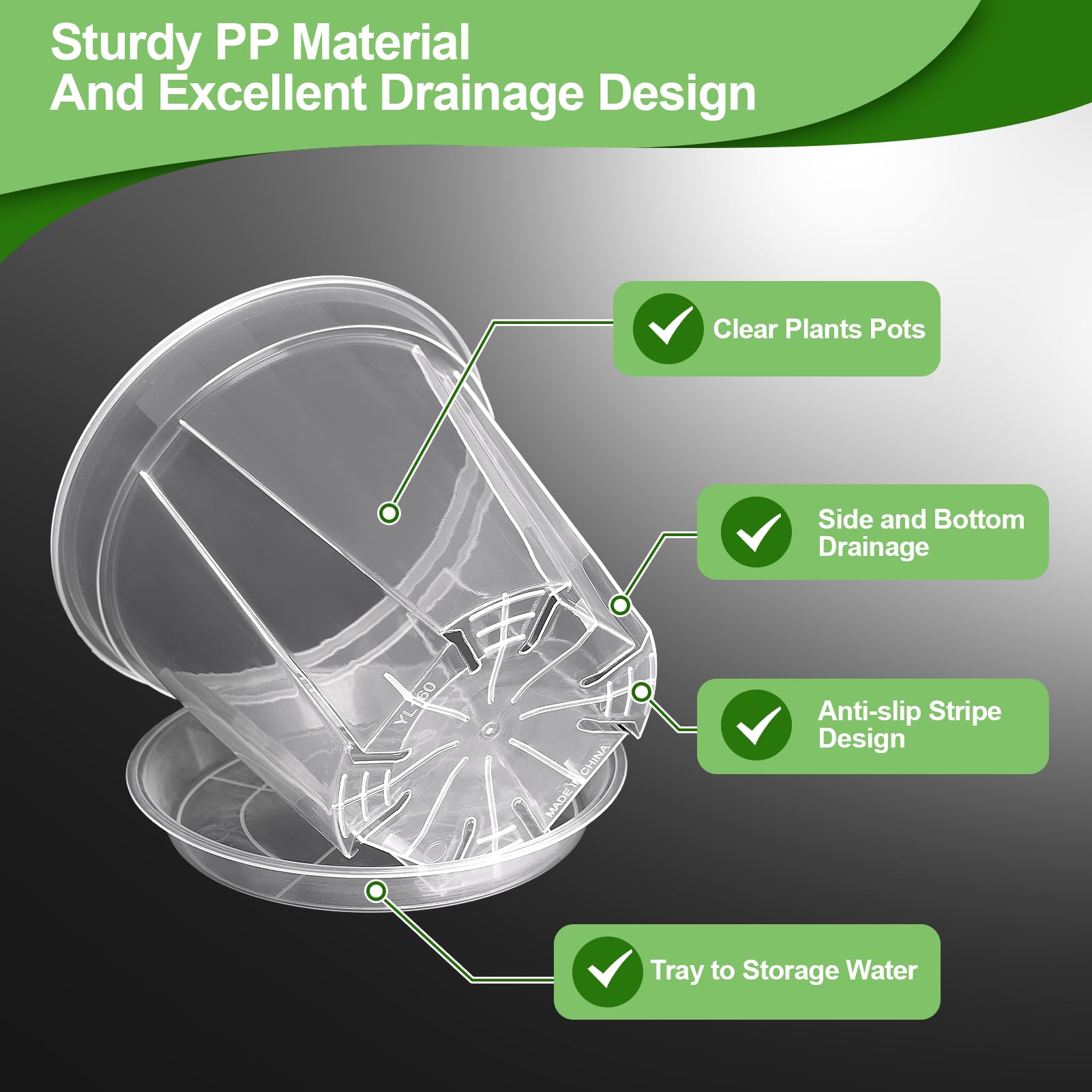 Pots Transparents avec Trou de Drainage, 10-16 cm, Renforcés avec Soucoupe, Pack Variété Plastique pour Semis