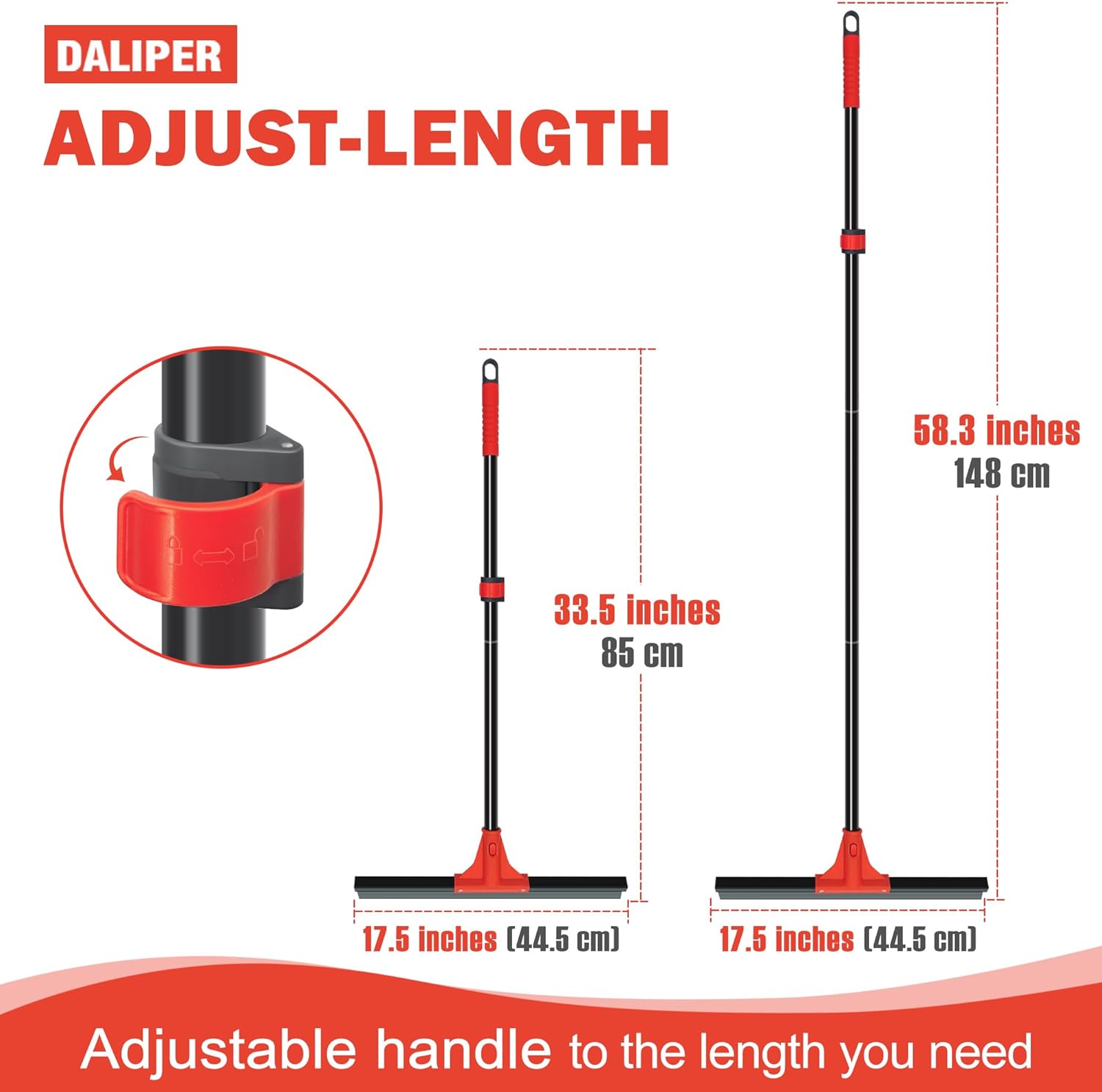 Floor Squeee '' Silicone Rubber Scraper Head and 58'' Long Adjustable